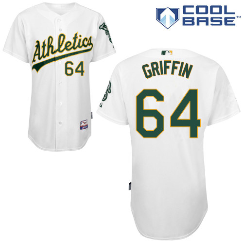 A-J Griffin #64 MLB Jersey-Oakland Athletics Men's Authentic Home White Cool Base Baseball Jersey